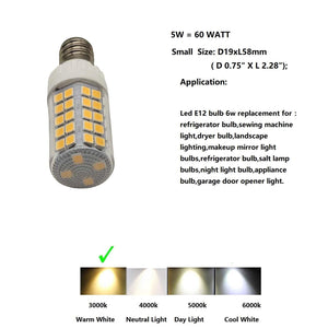 Led E12 Candelabra Bulb 5w 600lm Salt Rock Lamp Appliance Refrigerator Light Replacement 60 Watt  T2 Halogen 120v 4 Pack