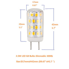 Load image into Gallery viewer, 3.5W LED G8 Bulbs Dimmable 3000k Warm White Puck Light 350lm Equivalent 35W Halogen Bulb Cabinet Under Counter Kitchen Lights Bi-Pin Microwave Oven Bulb
