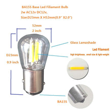 Load image into Gallery viewer, BA15S Led Filiament Bulb 2w Warm White 3000k DC AC 12V Boat Car Light Replacement For Reading Back Up Reverse Brake Tail Lights