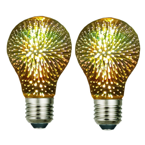 Led 3D Star Filament Retro Bulb 4w Edison Light Fireworks Effect Holiday Decoration Bar Glass Cosmic Events Wedding Bulb 120v E26 Base