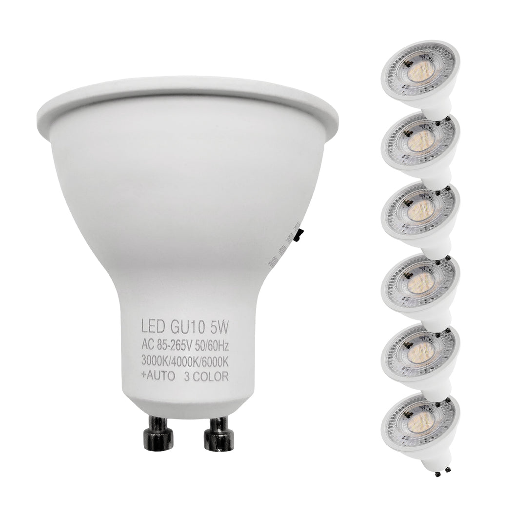 Recessed MR16 GU10 LED Bulbs 3CCT Selectable 50W Equivalent Narrow Beam Switchable Plug In Reflector for Tracklight Display Case Accent Landscape Lighting, 6 Pack