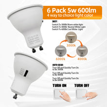 Load image into Gallery viewer, Recessed MR16 GU10 LED Bulbs 3CCT Selectable 50W Equivalent Narrow Beam Switchable Plug In Reflector for Tracklight Display Case Accent Landscape Lighting, 6 Pack