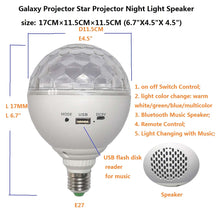 Load image into Gallery viewer, Star Projector Night Light Remote Control Ceiling Projector Disco Ball Party Lights Sound Activated E27 for Party Birthday Celebration Light