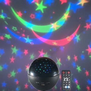 Galaxy Star Projector Night Light Music Speaker 360 Degree Rotating Stage Light Remote Control Color Changing for Party Home