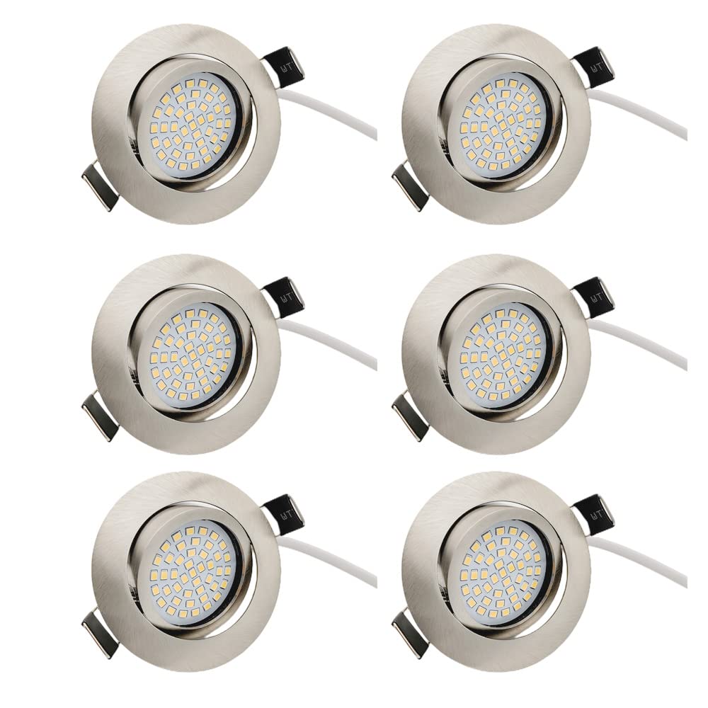 Eyeball Dimmable 3 Way LED Light Downlight 3 Inch Gimbal Led Recessed Light 6w 4000k Temperature Rotatable Led Retrofit Downlight Gimbal for Ceiling with Housing Clips (6 Pack)