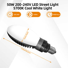 Load image into Gallery viewer, Super Bright LED Garage Light Bulb 5700K Daylight Fanless E27/E40 Street Light 50w Equivalent 500 Watt Outdoor Indoor Lighting For Parking Garage Shop Factory Backyard Barn Warehouse Lighting