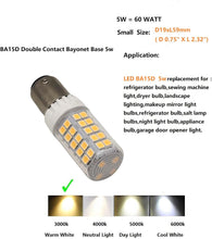 Load image into Gallery viewer, LED Sewing Machine Bulb BA15D Double Contact Bayonet Base 5w 600lm Refrigerator Light T3 T4 JD Type Chandelier Light 120v Warm White 4PCS