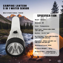 Load image into Gallery viewer, 5 In 1 Camp Lamp Emergency Flashlight Outdoor Water Sensor Survival Gear For Hurricane,hiking,outdoor Walking,Outages Lamp,Tent Light