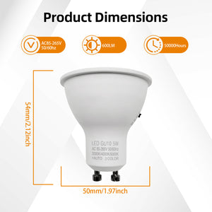 Recessed MR16 GU10 LED Bulbs 3CCT Selectable 50W Equivalent Narrow Beam Switchable Plug In Reflector for Tracklight Display Case Accent Landscape Lighting, 6 Pack