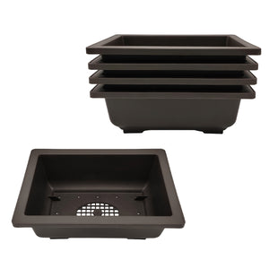 Rectangle Archaizing Brown Plant Pot With Drainage Plastic Nursery Pots For Desktop Café Windowsill Living Room Balcony Library Reading Area Hotel Lobby Planters For Indoor Plants 5 Pcs