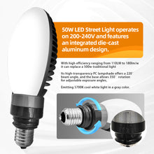 Load image into Gallery viewer, Super Bright LED Garage Light Bulb 5700K Daylight Fanless E27/E40 Street Light 50w Equivalent 500 Watt Outdoor Indoor Lighting For Parking Garage Shop Factory Backyard Barn Warehouse Lighting
