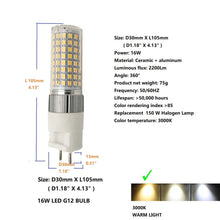 Load image into Gallery viewer, WELESHEI G12 Light Bulb Led 16w 3000k Warm White G12 Light Bulb Replacement 35 Watt Metal Halide Lamp 2 Pin Garage Light Factory Led Bulb Warehouse Light