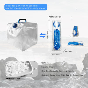 8 Gallon PVC Graded Collapsible Water Container with Screw Cap Square Shape Camping Water Storage Cube Jug for Emergency Camping Outdoor Hiking Picnic Beach