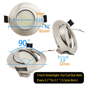 Eyeball Dimmable 3 Way LED Light Downlight 3 Inch Gimbal Led Recessed Light 6w 4000k Temperature Rotatable Led Retrofit Downlight Gimbal for Ceiling with Housing Clips (6 Pack)