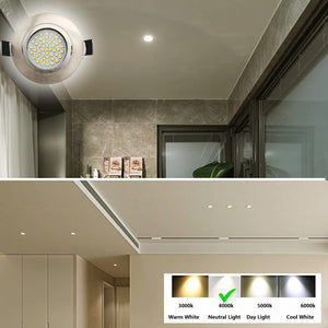 Eyeball Dimmable 3 Way LED Light Downlight 3 Inch Gimbal Led Recessed Light 6w 4000k Temperature Rotatable Led Retrofit Downlight Gimbal for Ceiling with Housing Clips (6 Pack)