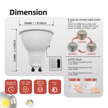 Load image into Gallery viewer, Mr16 Led Bulb 3cct Dimmable 50w Equivalent Narrow 60° Beam Selectable Color Temperature Gu10 Base For Recessed Track Lighting Display Vanity, 6 Pack