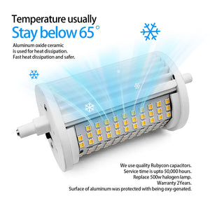 R7S LED Bulb 50W 118mm Floodlight 3CCT Adjustable Color Temperature 3000K/4000K/6000K 5600LM Brightness Halogen Replacement for 300W-500W R7S Bulbs Floor Standing Light
