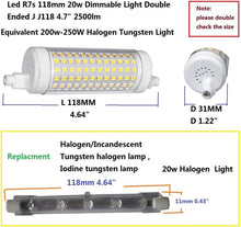 Load image into Gallery viewer, Led R7s 118mm 20w 3000k Dimmable Light Double Ended 2500lm Equivalent 200w Halogen Tungsten Light Floodlight Garage Landscape Lighting X2