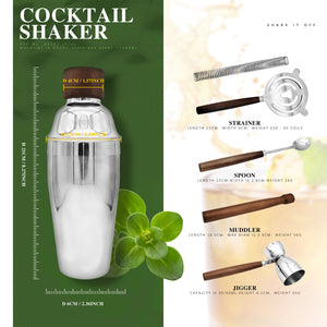 6 PCS Bar Tool Set Kitchen Stainless Steel Bartender Kit with Muddler,Double Jigger,shaker,Spoon,Strainer Whisky Drink Mixing Essentials for Home Bar Party Celebration Hotel Tenders Set