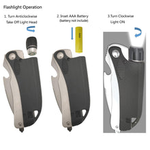 Load image into Gallery viewer, Led Mini Flashlight 6-in-1 Utility Folding Pocket Knife with Bottle Opener Glass Breaker Buckle Whistling Multi-Function Emergency Tool