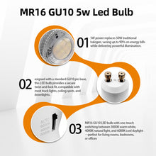 Load image into Gallery viewer, Recessed MR16 GU10 LED Bulbs 3CCT Selectable 50W Equivalent Narrow Beam Switchable Plug In Reflector for Tracklight Display Case Accent Landscape Lighting, 6 Pack