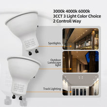Load image into Gallery viewer, Recessed MR16 GU10 LED Bulbs 3CCT Selectable 50W Equivalent Narrow Beam Switchable Plug In Reflector for Tracklight Display Case Accent Landscape Lighting, 6 Pack