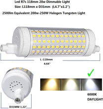 Load image into Gallery viewer, Led R7s 118mm 20w 3000k Dimmable Light Double Ended 2500lm Equivalent 200w Halogen Tungsten Light Floodlight Garage Landscape Lighting X2