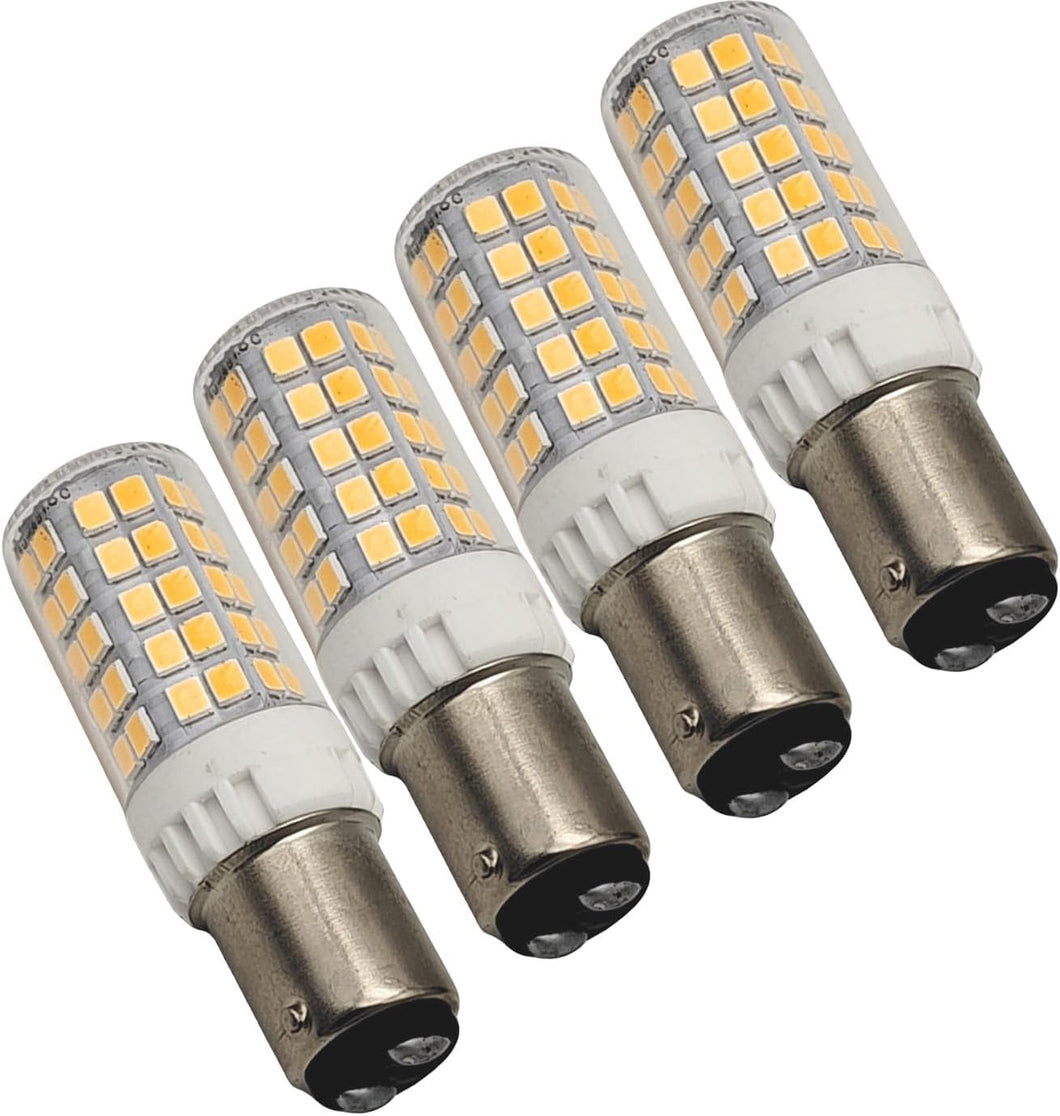 LED Sewing Machine Bulb BA15D Double Contact Bayonet Base 5w 600lm Refrigerator Light T3 T4 JD Type Chandelier Light 120v Warm White 4PCS