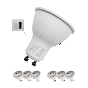 Mr16 Led Bulb 3cct Dimmable 50w Equivalent Narrow 60° Beam Selectable Color Temperature Gu10 Base For Recessed Track Lighting Display Vanity, 6 Pack