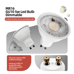 Mr16 Led Bulb 3cct Dimmable 50w Equivalent Narrow 60° Beam Selectable Color Temperature Gu10 Base For Recessed Track Lighting Display Vanity, 6 Pack