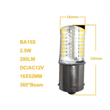 Load image into Gallery viewer, 12PCS BA15S Led Bulb SMD3014 Warm White 2700-3000k DC12V AC12V Boat Car Light Replacement Bulb Turn Tail Reading Spot Backup Lights 360°Beam