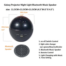Load image into Gallery viewer, Galaxy Star Projector Night Light Music Speaker 360 Degree Rotating Stage Light Remote Control Color Changing for Party Home