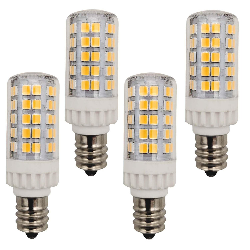 Led E12 Candelabra Bulb 5w 600lm Salt Rock Lamp Appliance Refrigerator Light Replacement 60 Watt  T2 Halogen 120v 4 Pack