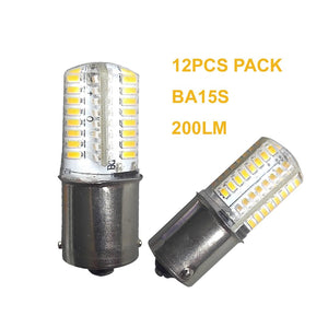 12PCS BA15S Led Bulb SMD3014 Warm White 2700-3000k DC12V AC12V Boat Car Light Replacement Bulb Turn Tail Reading Spot Backup Lights 360°Beam