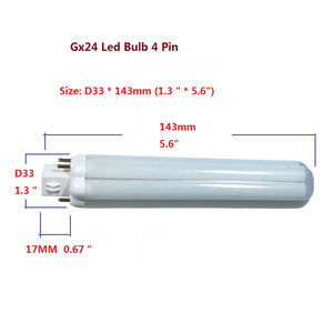 QLEE Gx24 Led Bulb 4 Pin 9w PL Retrofit Lamp 4000k Daylight Natural Eye Protection GX24Q LED Recessed Reading Desk Table Down Light Bulb 360 Degree Beam 20W CFL Equivalent No UV, 2 Pack, Remove/Bypass Ballast
