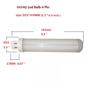 QLEE Led Gx24Q 4 Pin 12w Bulb PL Retrofit Daylight Equivalent GX24q-3 26W CFL Light