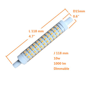 QLEE R7S LED 10W Dimmable Bulb Light 118mm 4.7" Floodlight Spotlight Warm 3000k