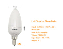Load image into Gallery viewer, AHIMORI LED Flame Bulb E12 Candelabra BASE 3 Watt Warm White LED Chandelier Bulbs Flameless Flickering Light For Events Festival Hotel Christmas Holiday Decoration 2 Modes